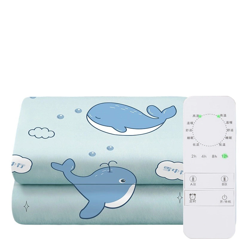 3C Certified Heated Mattress Pad, Dolphin Pattern, Single & Double Size with Dual Zone Temperature Control, Smart Timer for Dorm & Home