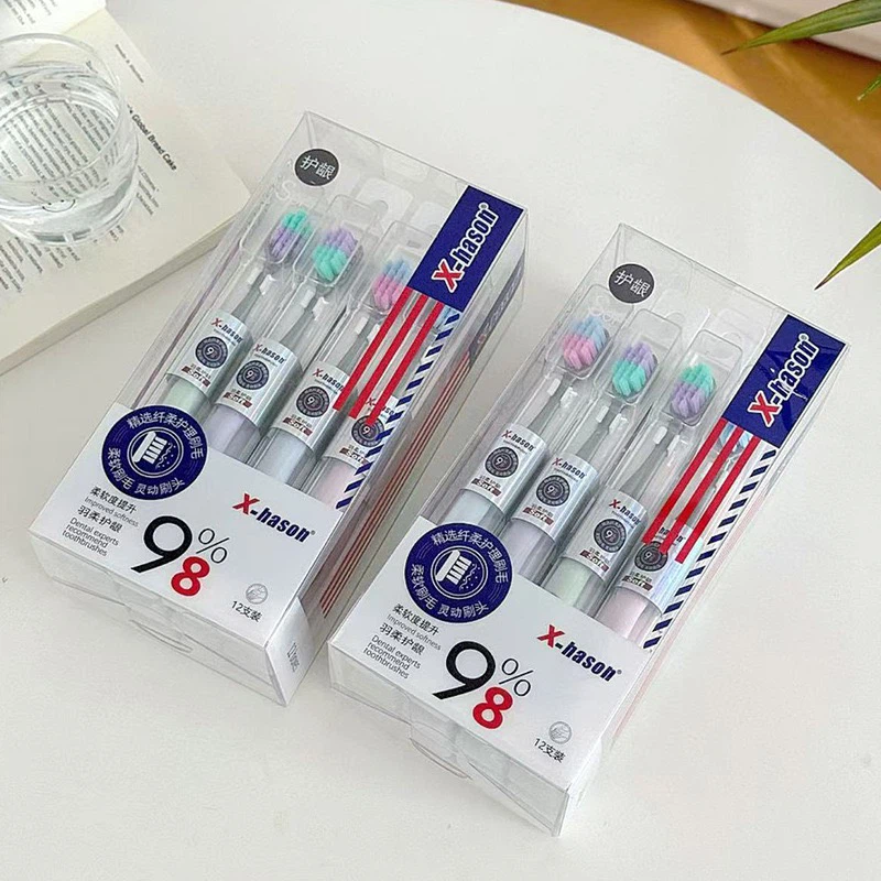 X‑hason 8th‑Gen Ultra Soft Wide‑Head Adult Toothbrush 12‑Count Family Set