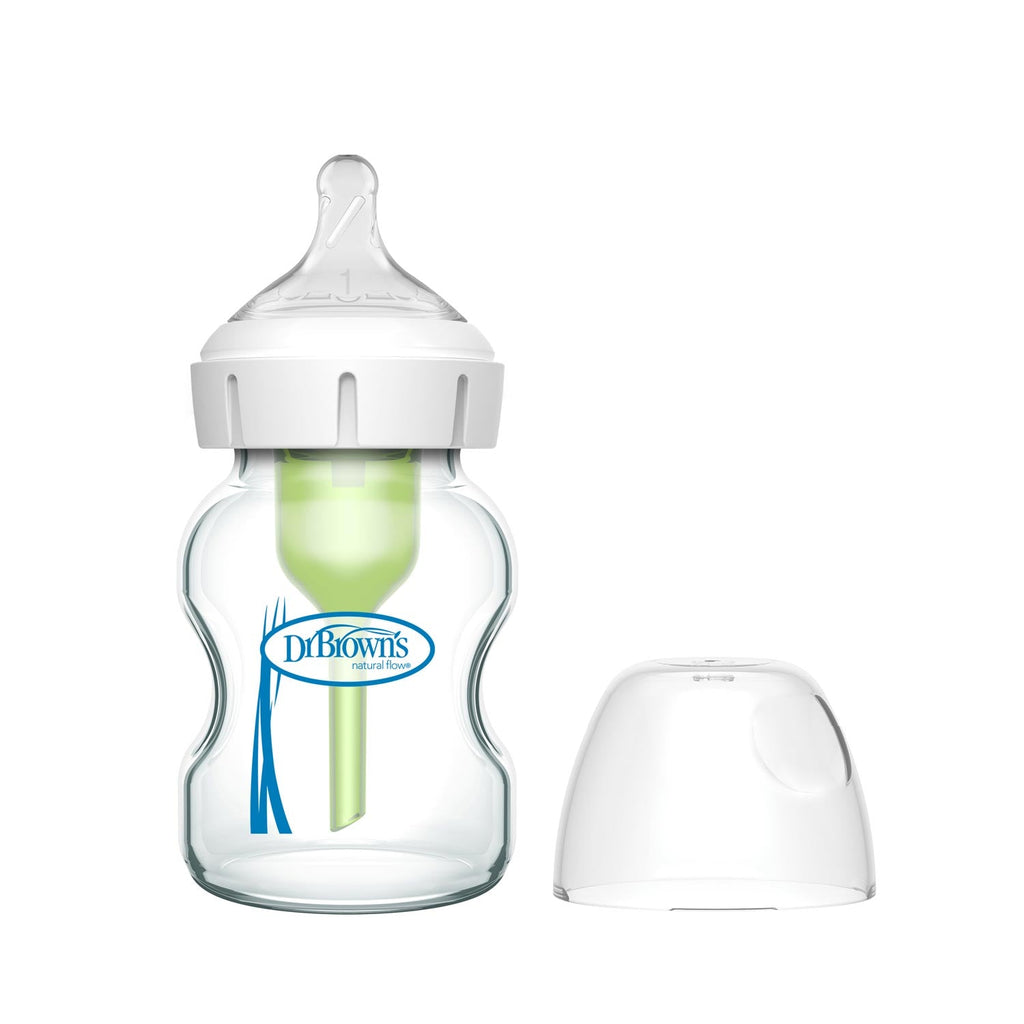 Dr. Brown’s Natural Flow® Anti-Colic Options+™ Wide-Neck Baby Bottle with Level 1 Slow Flow Nipple, 5oz/150mL