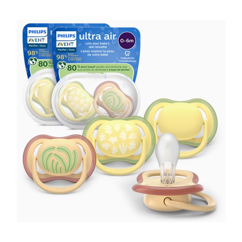 Avent 2Pk Ultra Air Pacifier 0-6M, Tropical Pattern/Tropical Plants